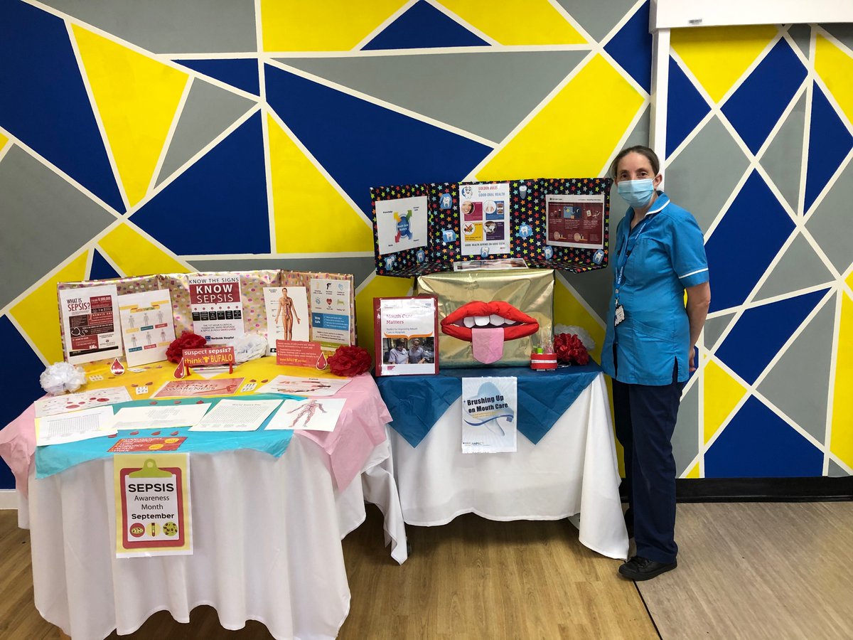 BeestonWard's tweet photo. Our wonderful Housekeeper Michelle Pratt @Shell54093789 
Showcasing her creative work for Mouth care Matters and Sepsis Awareness month 
Well done Michelle 
@darren_aw @Kayleigh_Hornby @janetbryan1 @HcopTeam @Haztab1 https://t.co/kAr2EUlwDI
