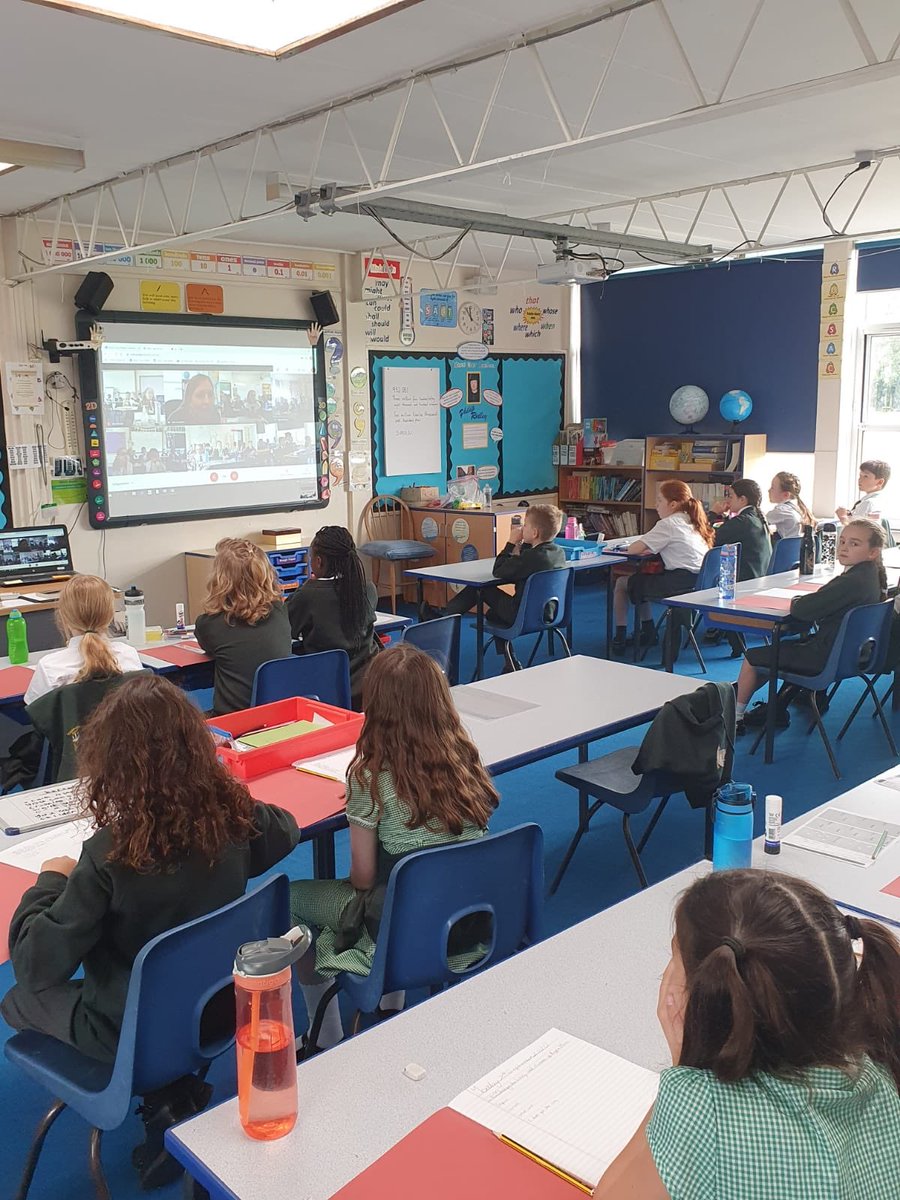 FairFieldJrSch's tweet photo. Coming together in a virtual world. Mrs Goodwin leading our Monday morning assembly today via Google Classroom. #fairfieldfamily #fff #ffjs https://t.co/0RsKvXBT3R