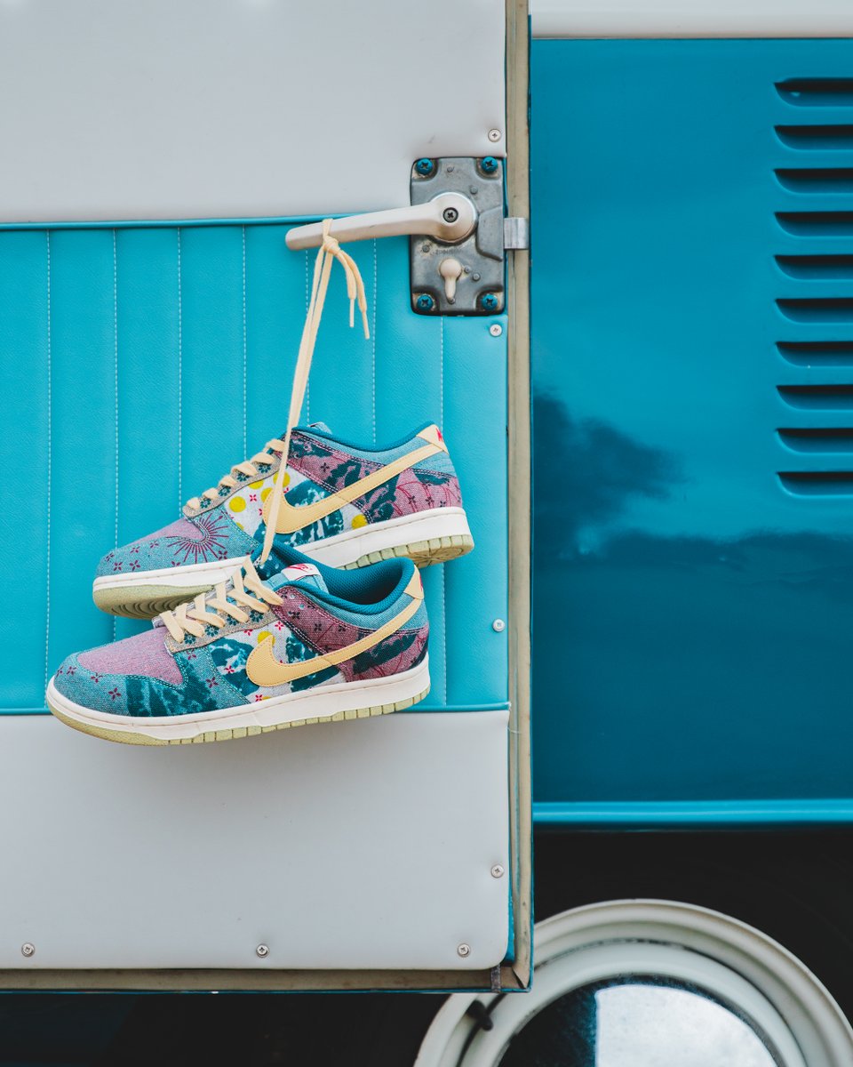 nike dunk low community garden on feet