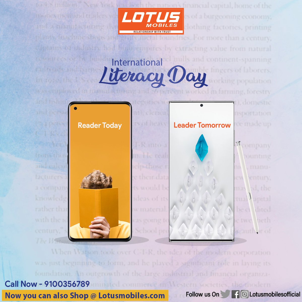 Lotusmobiles's tweet photo. On this International Literacy Day let us all pledge that each one of us teach one.
.
.
#InternationalLiteracyDay #Literacy #Education #OnlineClass #Eachone #Teachone #ReaderToday #LeaderTomorrow #OnlineShopping #ShopNow #LotusStores #LotusMobiles https://t.co/bQHyPyOAZ0