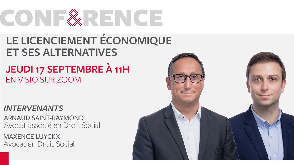 FIDAL_HDF's tweet photo. [VISIOCONFERENCE] Faire face à la crise : quelles sont les alternatives au licenciement économique ? 
Nos experts répondront à vos questions lors d’une conférence organisée sur ZOOM le 17 septembre.

Pour vous inscrire : https://t.co/6HteDUJyCK

#coronavirus #COVID19 #droitsocial https://t.co/CXefXvAZTV