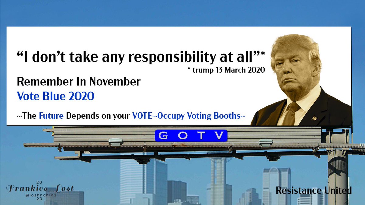 Isellmpls's tweet photo. 57 days until #Election2020.
I will vote for #JoeBiden because I like presidents who take responsibility.
#FreshTopics
#VoteBidenHarris2020
#BidenHarrisLandslide2020 https://t.co/1dMIx5AJHn
