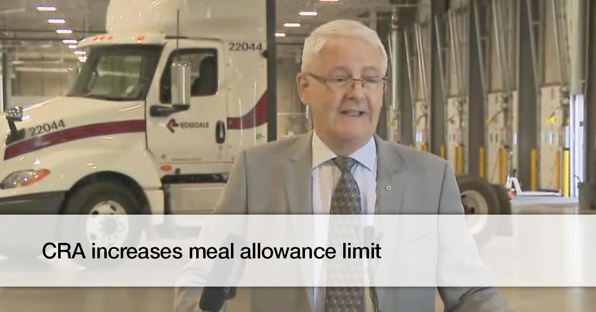 CRA has changed the rate at which drivers can claim meal expenses. Read more here bit.ly/2F21Bn8