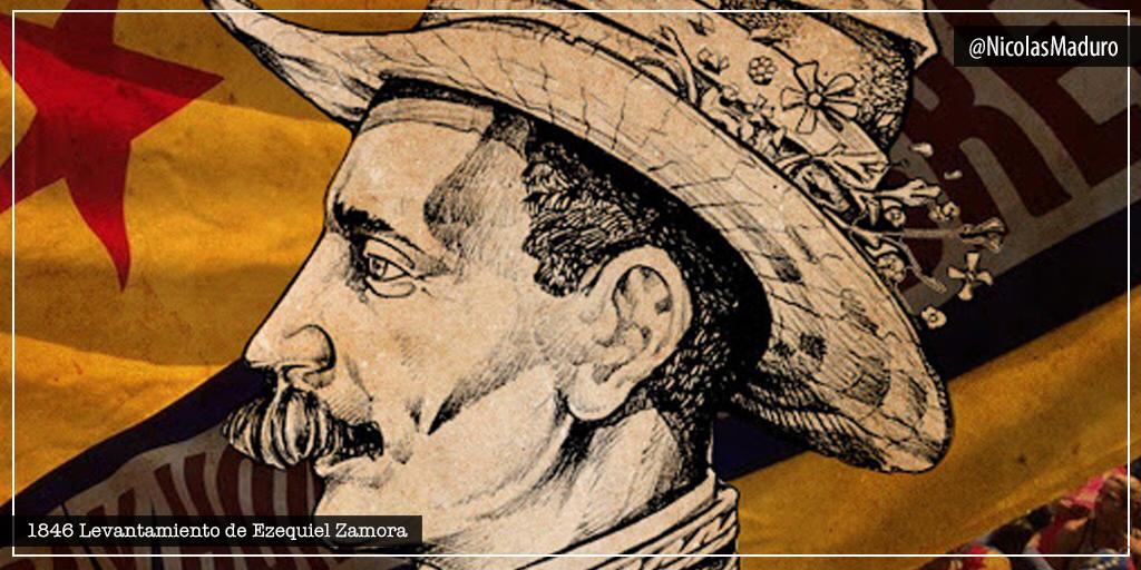 NicolasMaduro's tweet photo. Recordamos el histórico día en el que el Gral. Del Pueblo Soberano se alzó en armas para defender la dignidad y el rescate del ideal bolivariano traicionado por la oligarquía terrateniente que mantenía sometido al pueblo campesino. ¡174 años de rebeldía frente a las injusticias! https://t.co/uSc1rF5rEm