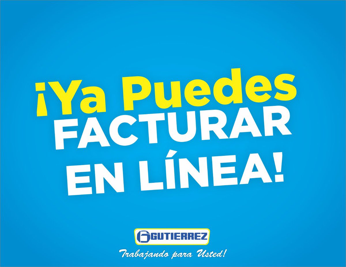 SGUTIERREZ_web's tweet photo. Inicio de semana + nueva noticia🤩 ¡YA PUEDES FACTURAR EN LÍNEA! 🎉🎊 #SúperGutiérrez siempre pensando en la comodidad de nuestros clientes 💙🛒 #MeRinde #MeAlcanza #MeGusta
👉🏼 https://t.co/8cDAmUb6Q0 👈🏼 https://t.co/C1ykN0cCJg