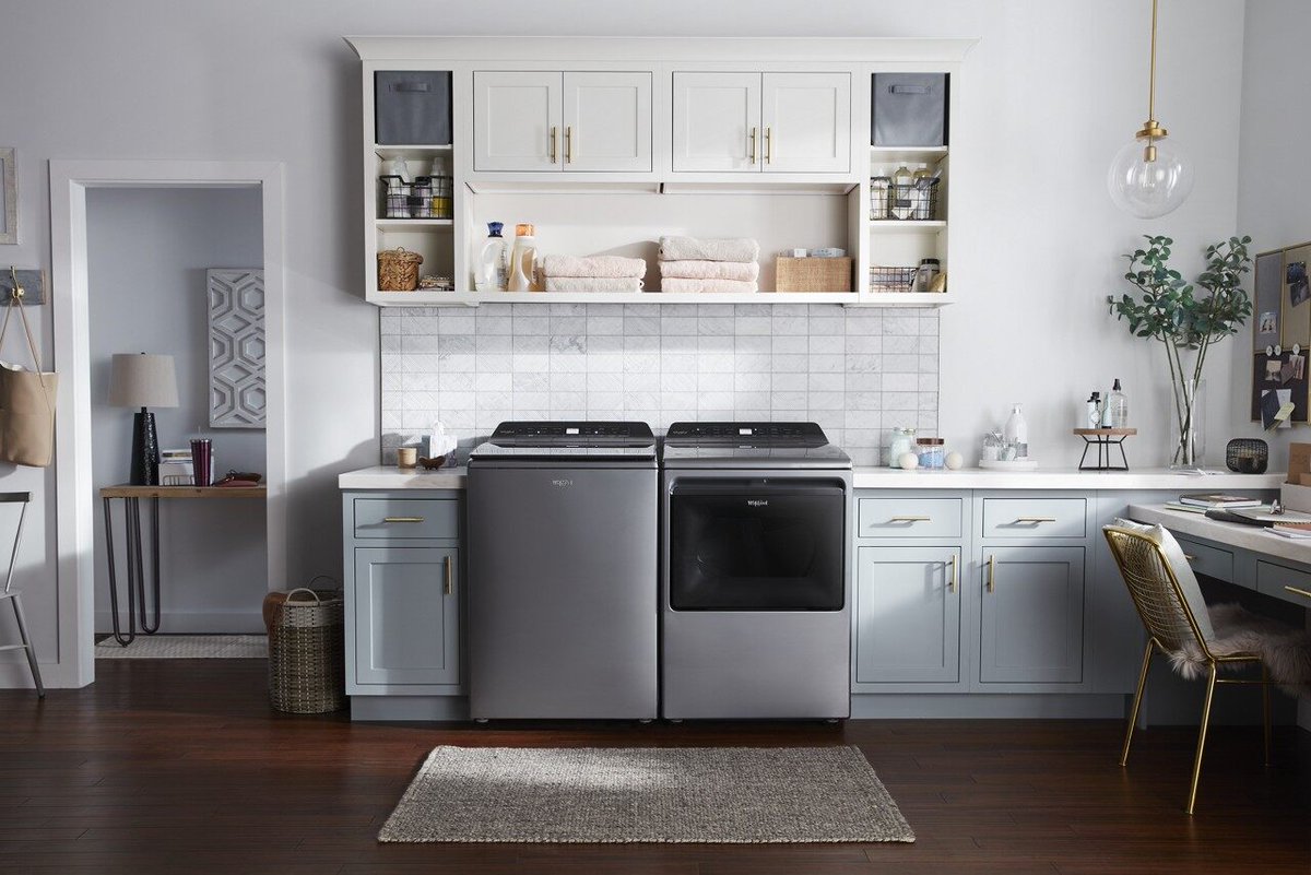 WhirlpoolCorp's tweet photo. Did you know a laundry room is one of the most-wanted home features according to @NAHBhome? During this Wednesday's #KBTribeChat, we'll talk all about innovative laundry room design and how to meet evolving consumer needs. Who will be joining us? https://t.co/llplf5R79h https://t.co/PY5wJ6XxS3