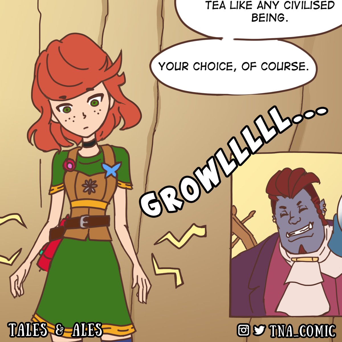 Hungry Amber is hungry.

Read the comic as how we intended at Webtoons, link in our profile.

#comics #comic #comicart #webcomic #dnd #dungeonsanddragons #webtoon #fantasy #fantasyart #story #art #amber #redhead #cat #cats #felis #tapas #tapastic #dndmemes #ogre #bard #raygun