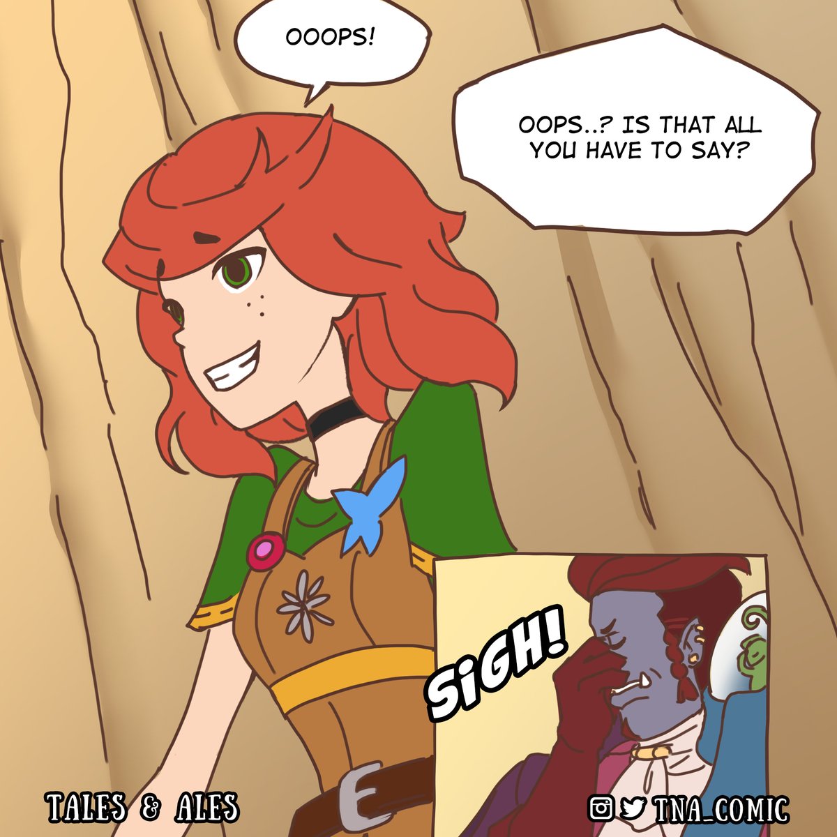 Oops! Sorry not sorry.

Read the comic as how we intended at Webtoons, link in our profile.

#comics #comic #comicart #webcomic #dnd #dungeonsanddragons #webtoon #fantasy #fantasyart #story #art #amber #redhead #cat #cats #felis #tapas #tapastic #dndmemes #ogre #bard #raygun