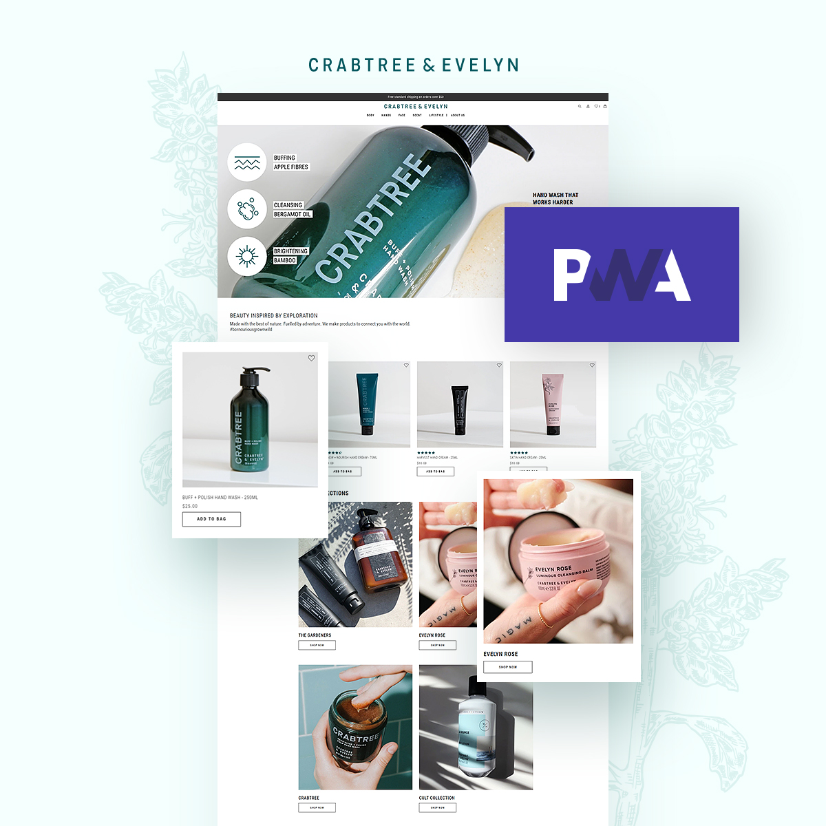 VueFront_js's tweet image. Crabtree & Evelyn is a long-standing omnichannel brand founded in 1972. Its #PWA is a direct reflection of the in-store #brand with delicate use of color and typography. #Crabtree&Evelyn takes a refreshing approach to its homepage with a very focused… t2p.pw/xSZ3ebBDqZ