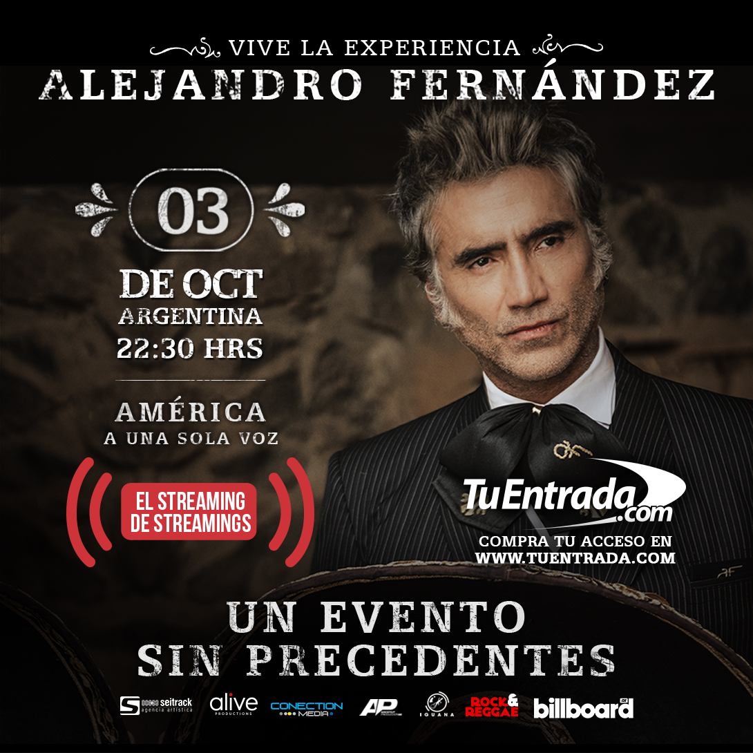 AleFernandezAR's tweet photo. Viví la experiencia ALEJANDRO FERNÁNDEZ: 
"América a una sola voz". 
LIVE STREAMING para toda Latinoamérica.
#SÁBADO 3 de OCTUBRE, 22:30 hs 🇦🇷
Accesos en: https://t.co/r8V8SHDQAR
@alexoficial #UnaSolaVozAF https://t.co/dVA2ONfAFi