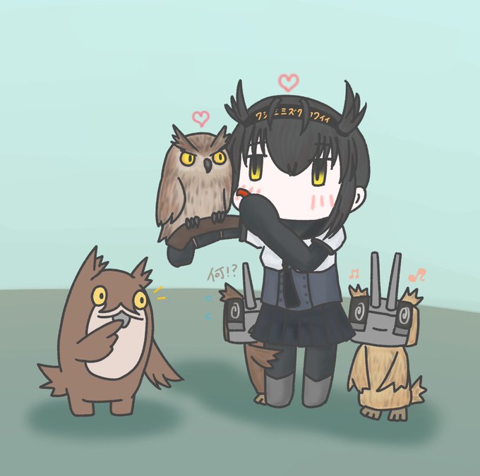 ワシミミズクに懐かれる初月ちゃん 