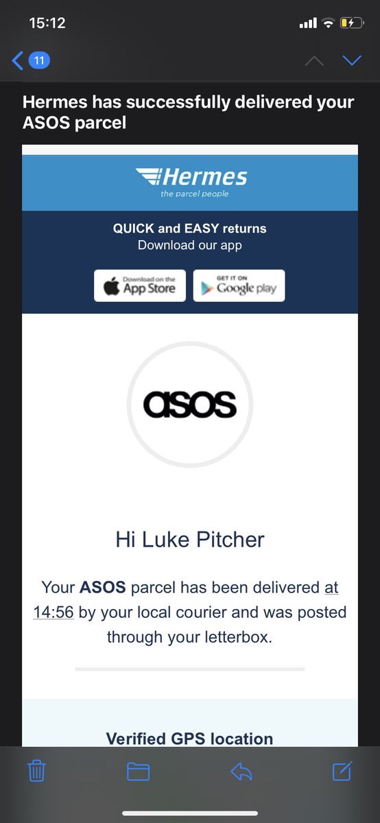 lwpitcher's tweet photo. Thank you @Hermesparcels for delivering my ripped package “through my letterbox” as opposed to leaving it in an open space 👍 https://t.co/u3ewx6kiH0