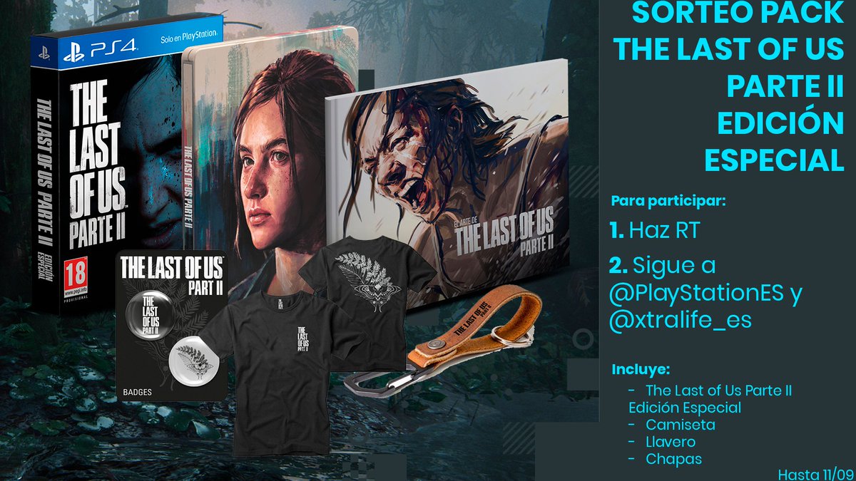xtralife_es's tweet photo. No esperes más y descubre la historia de Ellie con este #SORTEO de #TheLastofUsParteII Edición Especial que realizamos con @PlayStationES🌿

Para participar:

🔁Haz RT
➡️Sigue a @PlayStationES y @xtralife_es 

Incluye una camiseta, un llavero y unas chapas del juego🤩

Suerte🍀 https://t.co/1QopeSPgGO