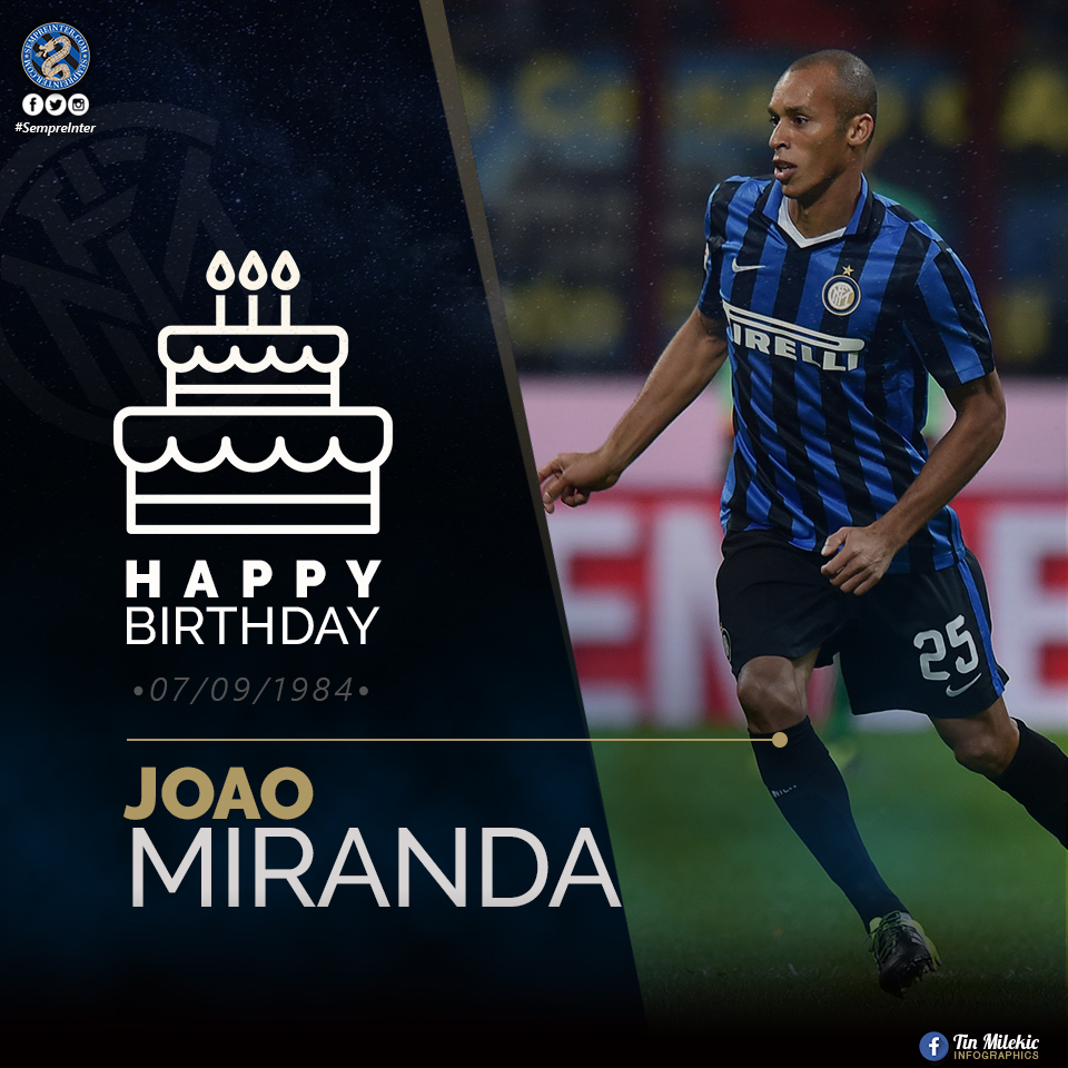SempreIntercom's tweet photo. 🚨 BIRTHDAY 🚨
Happy birthday to Ex-
@Inter_en player @miranda023 who turns 36 today.
Feliz aniversário
#FCIM #Nerazzurri #InterForever #SerieATIM #Calcio #ForzaInter #InterFans #InterBirthdays #InterLegends #NerazzurriClassics #JoaoMiranda #SempreInter https://t.co/qd9VDmy8ZX