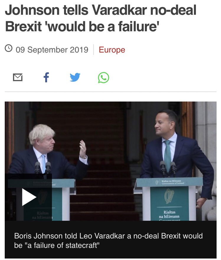 This will presumably come as a surprise to Boris Johnson, who a year ago described not having a trade deal as a failure: