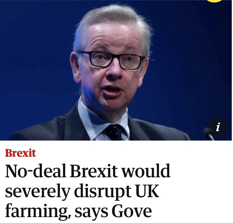 It will also come as a surprise to the UK’s farmers, who were told by Michael Gove that it would lead to severe disruption and hardship: