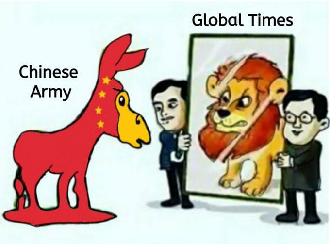 VFighter9's tweet photo. @NotGlobalTimes If the PLA attacked India, then the Indian Army would push the PLA to the Great Walls of China, the extinction of the PLA is also possible. Chinese defence experts says:😎🤠 https://t.co/uy8GUDT0Sw