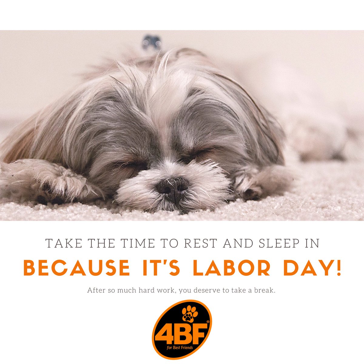 4Bfusa's tweet photo. Happy Labor Day, furiends!  You and your hard work inspires us this #4bfmotivationalmonday. We hope you get some much deserved rest!

https://t.co/kcpmkeaBlq https://t.co/TVUACnLKWo