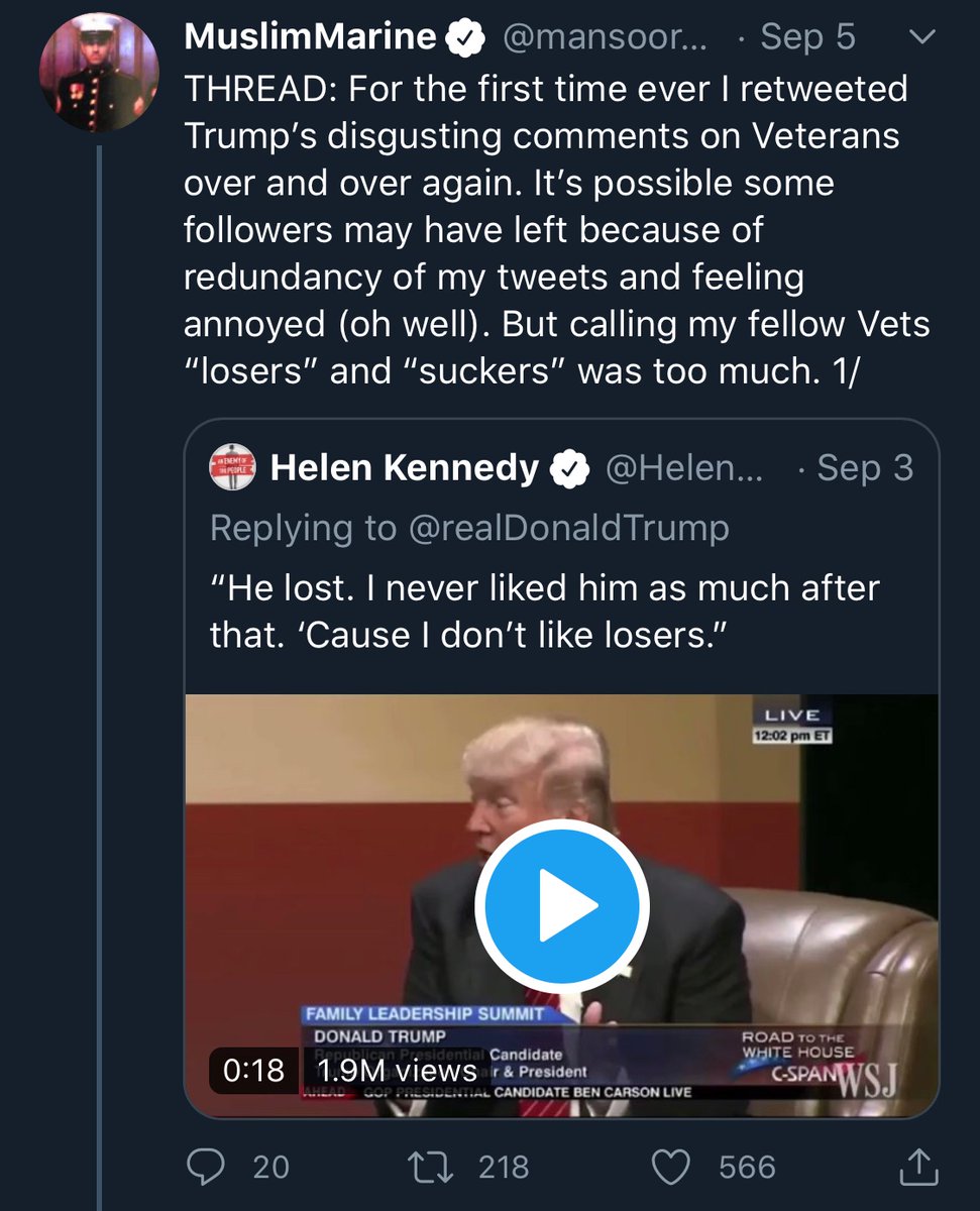 I’ve written before about Status Leeching, which I called a sort of Stolen Valor.Here we have a guy claiming status of our highest status warrior, Marine, which has particularly high status on the right, to agitate politically from the left.