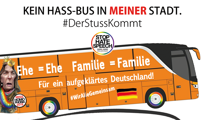 InfraRiotGirl's tweet photo. Morgen um 15 Uhr kommt der #Hassbus der "Demo für alle" um in Berlin am Roten Rathaus LGBTIQ feindlichen Dreck zu schleudern.
Miss Homophobia Hedwig von Beverfoerde und ihre Fanatiker behaupten das Schwule Kinderschänder sind & fordern die Abschaffung der Ehe für alle
#NazisRaus https://t.co/fHL9DilSiF