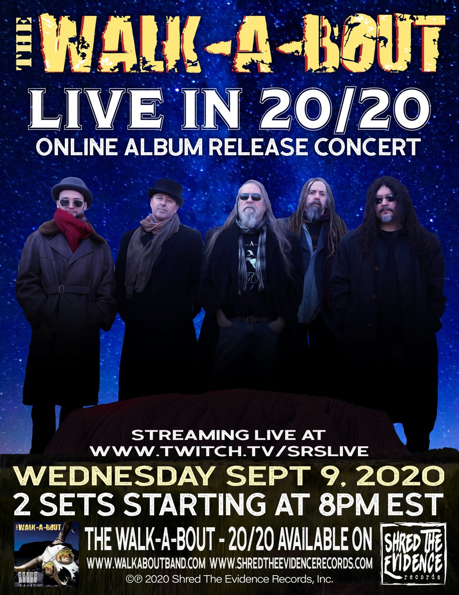 𝐓𝐇𝐈𝐒 𝐖𝐄𝐃𝐍𝐄𝐒𝐃𝐀𝐘!  Show starts streaming at 8PM EST on twitch.tv/srslive join the Facebook event at facebook.com/events/7775865…
#Walkaboutband #AlbumReleaseConcert #OnlineConcerts
