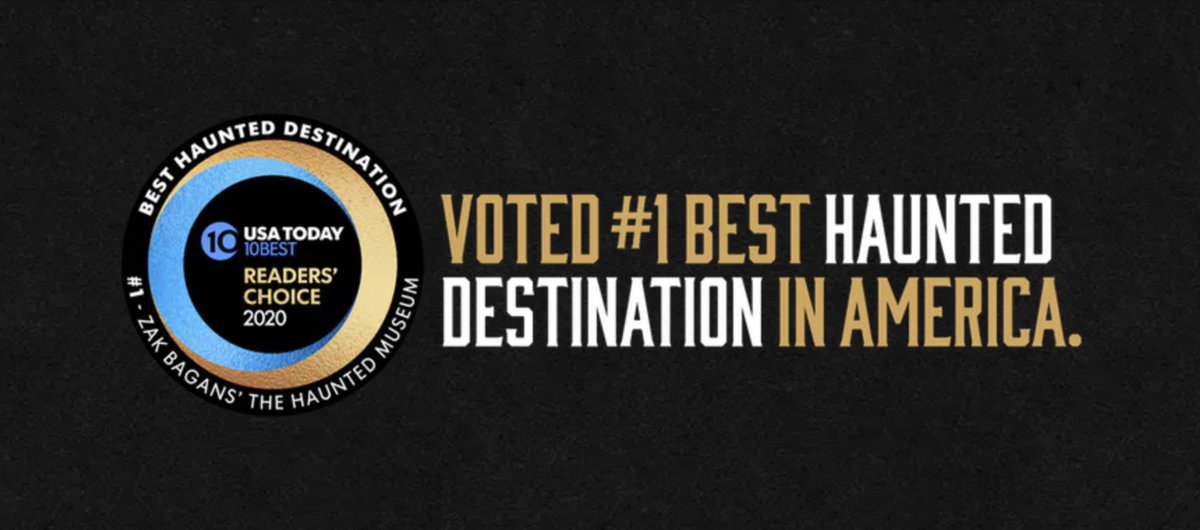 It’s official! Thanks to the USA TODAY @10Best panel of editors and everyone else who voted to make @hauntedmuseum the #1 Best Haunted Destination in America! 💀