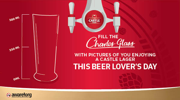 CastleLagerSA's tweet photo. Today is #BeerLoversDay and we want to fill our glass with fans of #CastleLager who continue to show us love. Help us by sharing pics of you enjoying a cold one using #FillTheCharlesGlass and who knows what you could get in your DMs. 😉 #CastleBraaiSeason https://t.co/CNMzKeHvf9