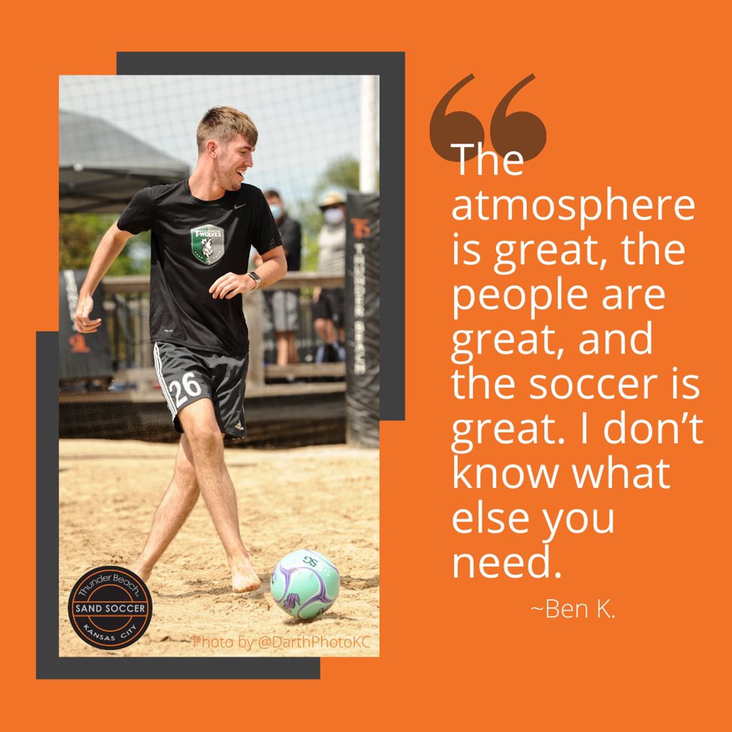 thunderbeachkc's tweet photo. We agree with Ben, there’s really not much else you need. 🏖⚽️ #letsgetsandy #sandsoccerkc #soccer #beachsoccer #beautifulgame #kc #kansascity
📷: @darthphotokc https://t.co/zCHZNdoFYC