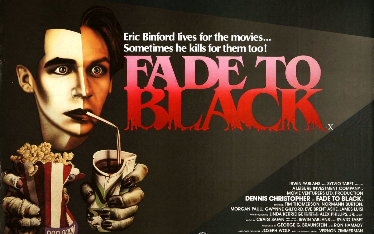 Shudder's tweet image. A film buff turns revenge killer in the 80s gem FADE TO BLACK - Now streaming on Shudder as part of our #61DaysofHalloween lineup 🎃

(Not to be confused with @Metallica's 1984 power ballad, but glad to live in a timeline that has both 🤘)