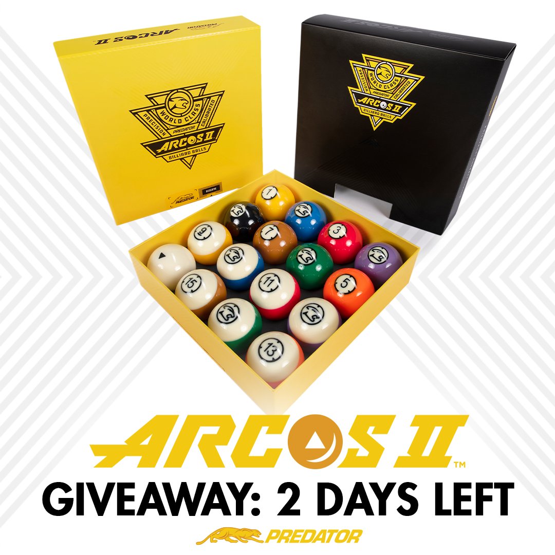 PredatorCues's tweet image. Only 2 days left to enter our giveaway for the Predator Arcos II Ball Set! A winner will be selected at random. #PredatorCues #ArcosII #billiardballs 
basicfront.easypromosapp.com/p/948888