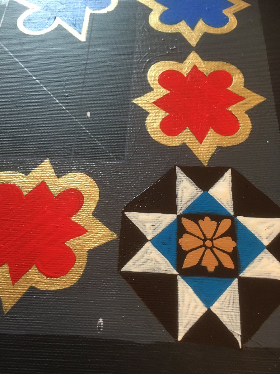 artmarcollage's tweet photo. Paint is still wet on the gorgeous #MintonTiles that I am currently representing on my @ArlingtonBaths artwork. Next to the lovely red and blue glass insets on the #TurkishSuite ceiling. Absolutely stunning is the A listed #VictorianBaths, the oldest members baths club in Europe! https://t.co/LqTCd3kHAt