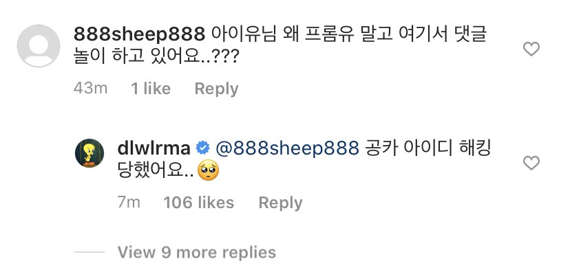 Q. What was the food you wanted to eat but couldn’t today?IU: They had spicy rice cakes for lunch today but I resisted it as i’m cutting out flour...Q. IU-nim, why are you leaving comments here instead of on From.IU...???IU: My fancafe ID has been hacked.. 