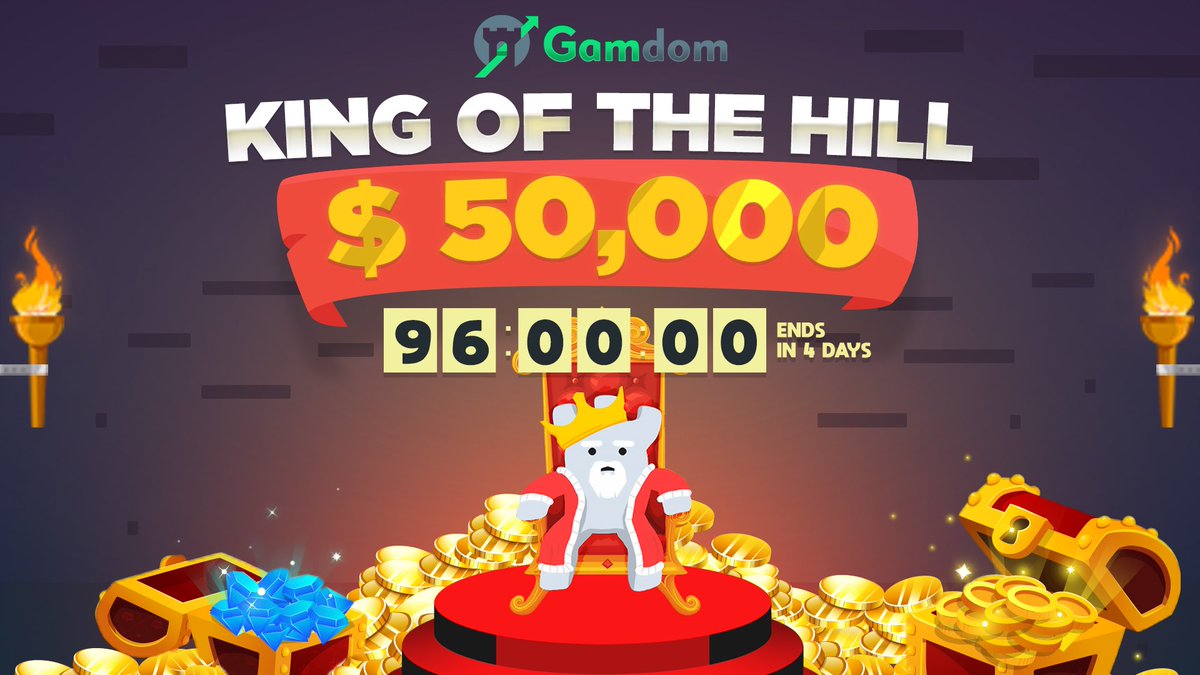 gamdom's tweet image. Will you take the $50,000 KOTH crown spot? 👑

Just over 96 hours remain until the end of the Leaderboard - be sure to wager on Gamdom, collect points &amp;amp; climb the ladder for a chance to win a prize amongst the $50,000 being given out!

Check your rank now: gamdom.com/koth