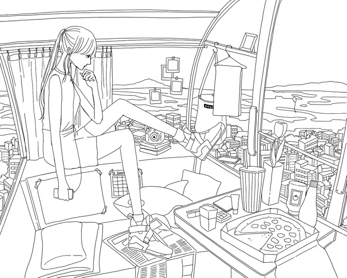 観覧車に独りで暮らしてる
#イラスト #thepillows 