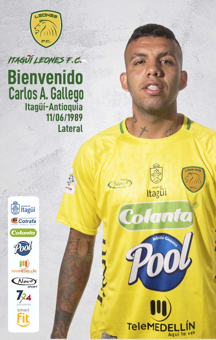 Leonesfutbolc's tweet photo. #AltasItsgüíLeonesFC
Damos la bienvenida Carlos A. Gallego C. Llega a reforzar la zaga a @Leonesfutbolc, para enfrentar el Torneo BetPlay-Dimayor-I 2020 segundo semestre.
#QuedateEnCasa #QueVuelvaElColor @AlcaldiaItagui. https://t.co/4pHabnda20