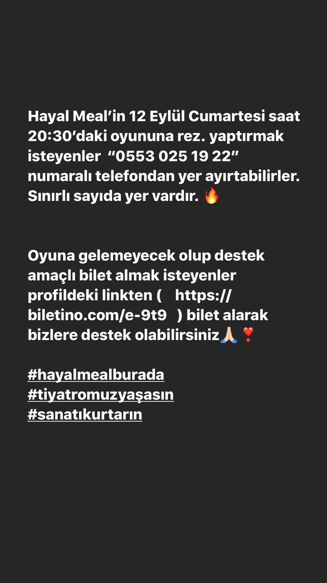 biletino.com/e-9t9   linkten destek bileti alabilirsiniz🙏🏻 #tiyatromuzyaşasın #sanatıkurtarın #hayalmeal #sihirliannem #cukur #destek #etkinlik