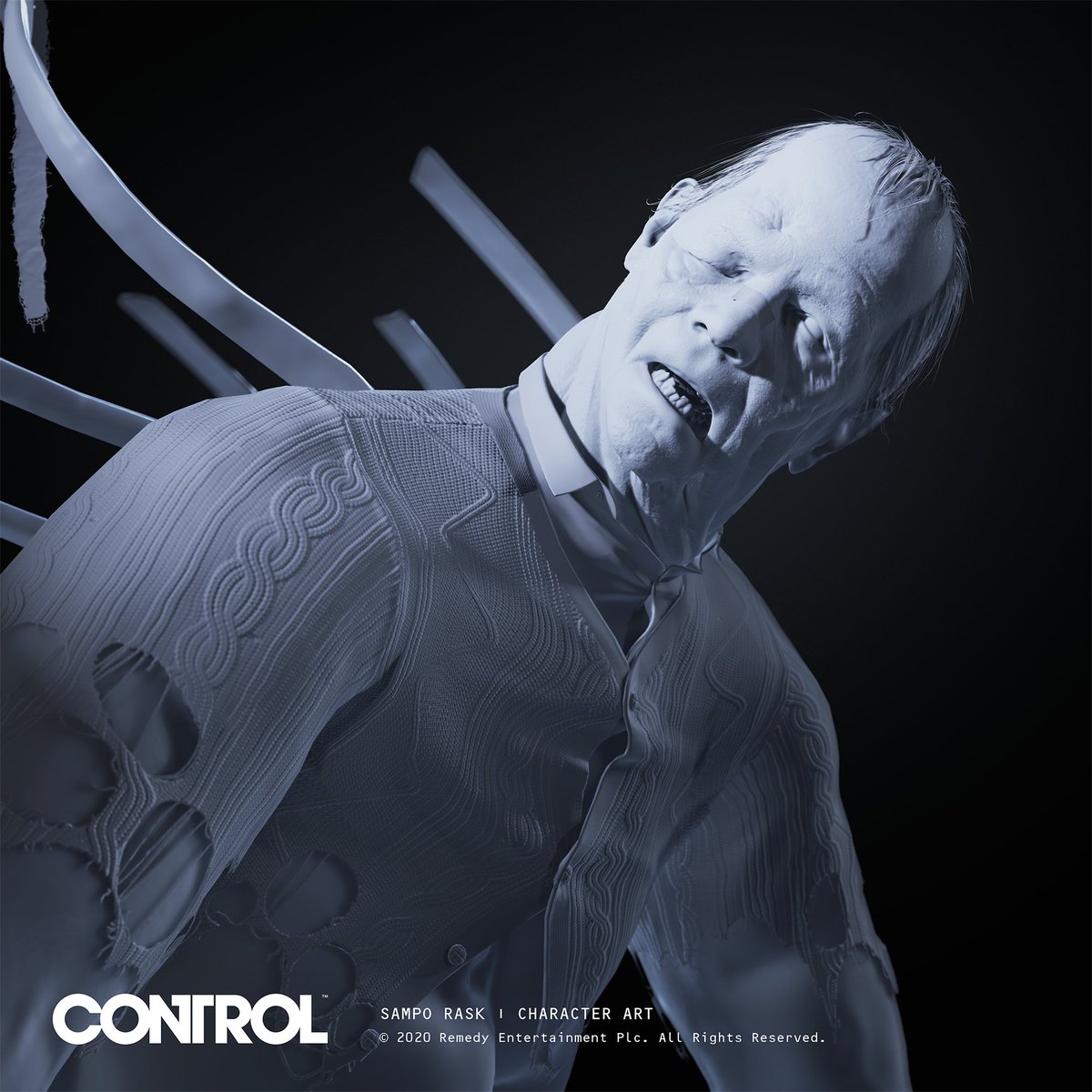 samporask's tweet image. I had the great pleasure of making the main antagonist, Dr. Hartman, for CONTROL AWE DLC. He&apos;s been through a lot since we last saw him 10 years ago in Alan Wake. artstation.com/artwork/GaklO4