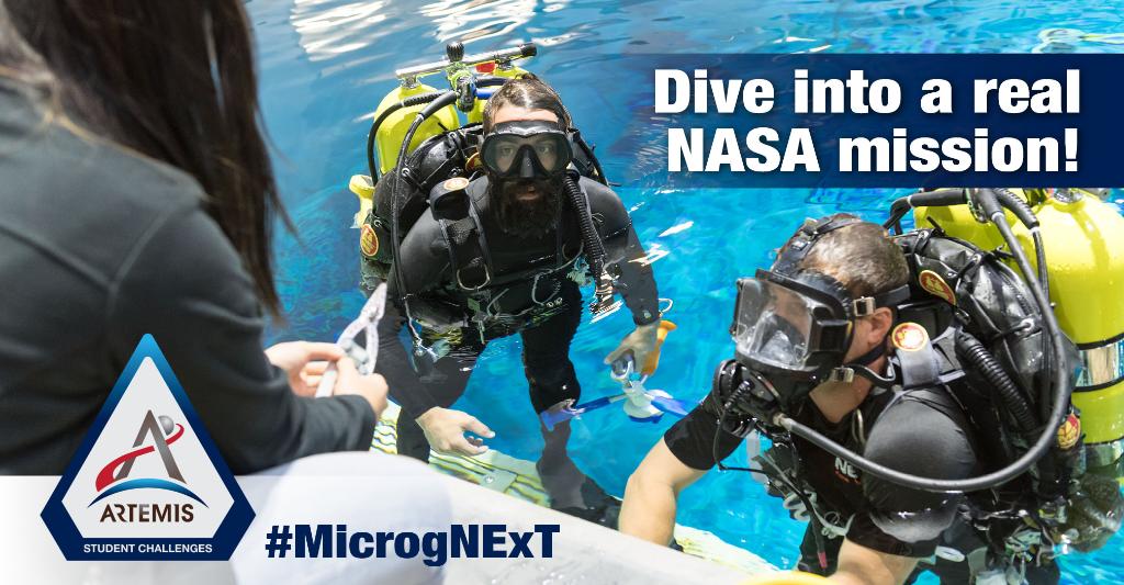 LearnWithNASA's tweet photo. We're challenging college students to design devices for @NASA_Astronauts to use on missions to the Moon! 🚀

🤔 Want to learn more about this exciting #Artemis Student Challenge? Join the #MicrogNExT info-session tomorrow, Sept. 8th at 7pm ET!

Session 🔗 https://t.co/f1qePZTBNS https://t.co/Jid8bdjuHB