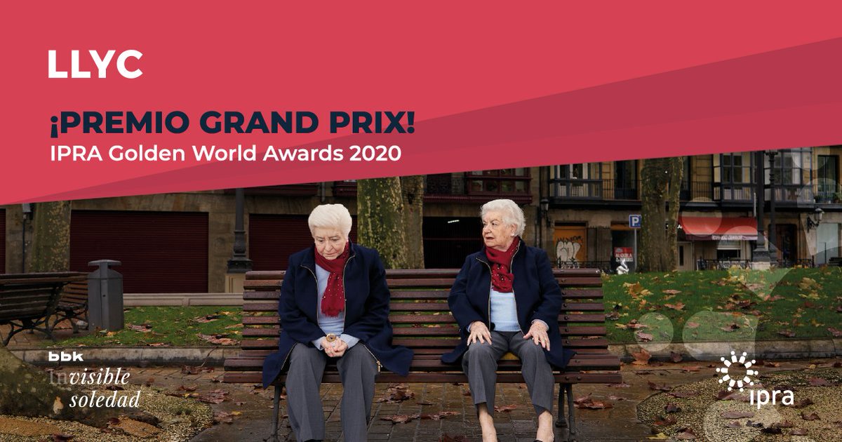 luisagarcia's tweet photo. Thank you very much @ipraofficial for the recognition 🏆 A great project of #ConsumerEngagementLLYC that puts the spotlight on a very common problem in our society. Congratulations @BBK_eus and the @LlorenteyCuenca's team! #LLYClientcentric #TheGrandPrix #InvisibleSolitude https://t.co/mJCfHDb07w