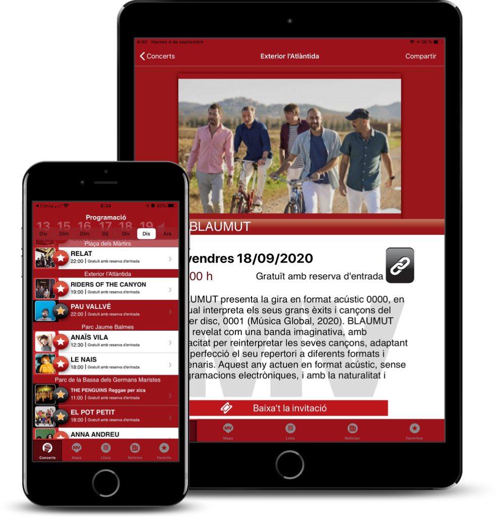 Coneixeu l'App Mòbil del Mercat de Música Viva de Vic? 📲

Ja us la podeu baixar gratuïtament al vostre mòbil o tauleta!
🔹 iOS: apple.co/2NCcMFW
🔹Android: lnkd.in/dfvz99Z

I recordeu seguir reservant les vostres entrades pels concerts presencials 👋 #MMVV