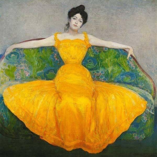 Max Kurzweil (1867 - 1916)
Austrian Painter
"Lady in Yellow Dress" (1899)
Oil on canvas, 172 x 172 cm