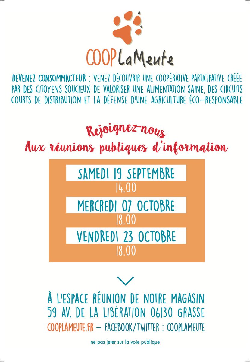 Vous voulez joindre #CoopLaMeute mais vous êtes seulement disponible le weekend ?  Pas de problème ! Venez nous rencontrer samedi 19 septembre à 14h et découvrez les créneaux qui s'adaptent le mieux à votre emploi du temps ! 🕐👥