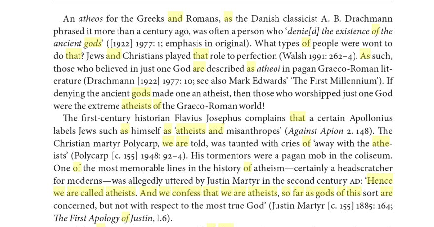 The word 'Atheist' comes from the Greek word "Atheos"="without Gods".The word was originally used for Abrahamic people like Jews & Christians who denied the existence of "ancient Gods"To the Non Abrahamics, worshipers of "just one abstract God" seemed like extreme atheists