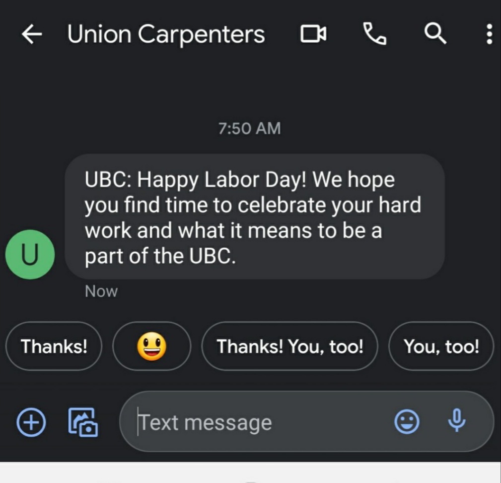 jasgir182's tweet photo. Not gonna to lie! Getting this text felt so good! Like I'm actually apart of something big and making a difference. I appreciate this day w/ a new perspective! β€π₯°
π©βπ§π π¦Ί
#UnionStrong #carpenters #southwestcarpenters #local909 https://t.co/Uvc44OSWmr