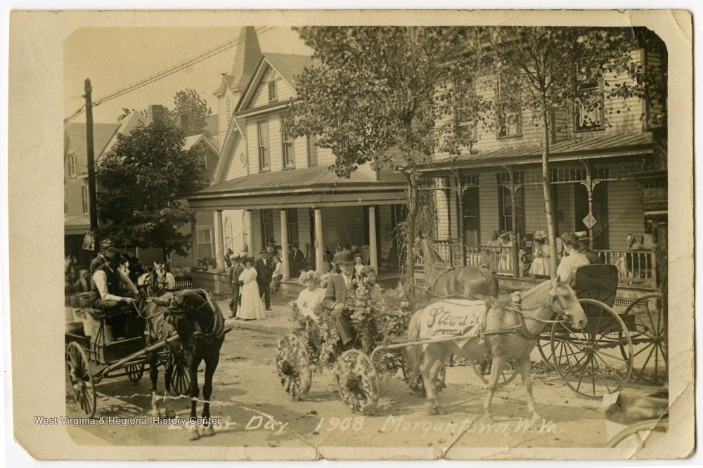 We would like to wish everyone a fun and safe Labor Day! Established as a legal holiday in the U.S. in 1894, this important holiday recognizes American workers and the labor movement.
Below is a Labor Day parade in Morgantown in 1908, courtesy of the WV &amp; Regional History Center.