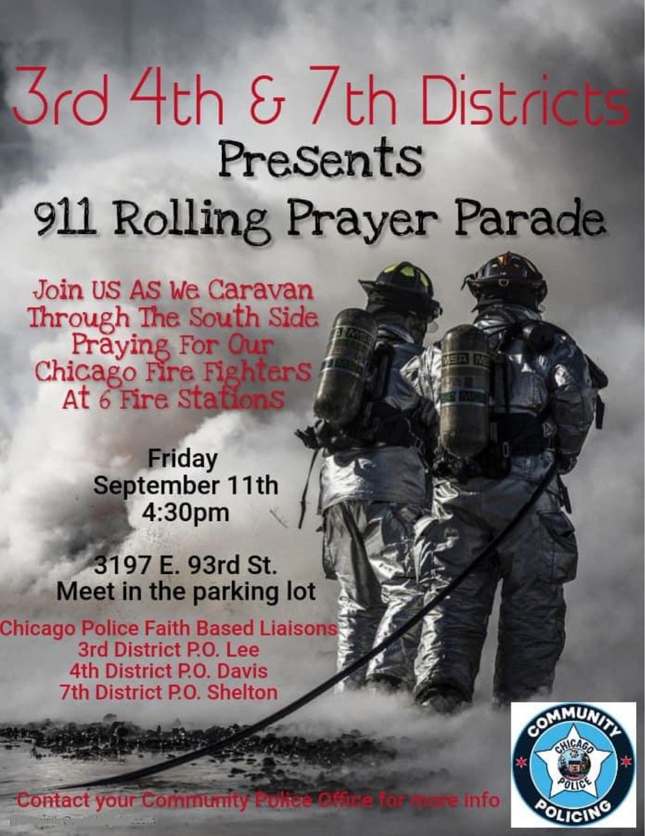 weprayfor4's tweet photo. Join in for the 9/11 🚓🚔🚘🚍🛺🚚🚗🚎Rolling 🙏🏾Prayer Parade🙌🏾
 
Here we come Chicago🙏🏾💪🏽✌🏽
Join &amp; Share 

#003FB
#004FB
#007FB
#PreachingPolice💙 https://t.co/KBUXaml2Y1