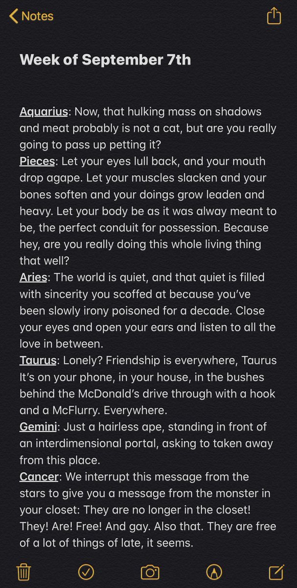 NotesHoroscope's tweet image. Horoscopes for September 7th