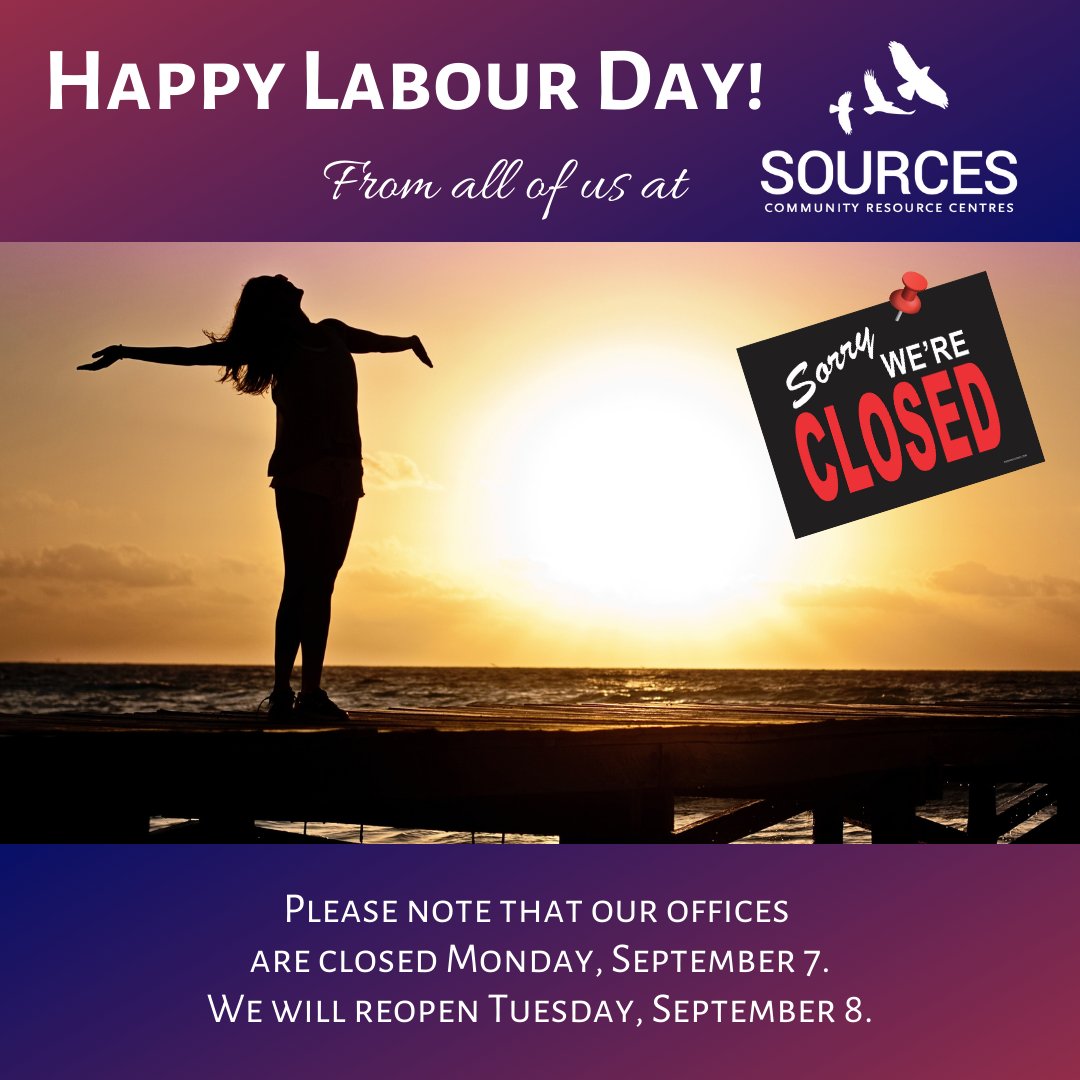SourcesBC's tweet photo. On #LabourDay, we celebrate the achievements of workers 🤝. We hope you are enjoying a safe and relaxing long weekend.

Please note our offices are closed today and will reopen tomorrow.

#sourcesbc #whiterockbc #southsurrey #surreybc #langleybc #deltabc #cityofpg #parksvillebc https://t.co/c3mOQAqEVJ