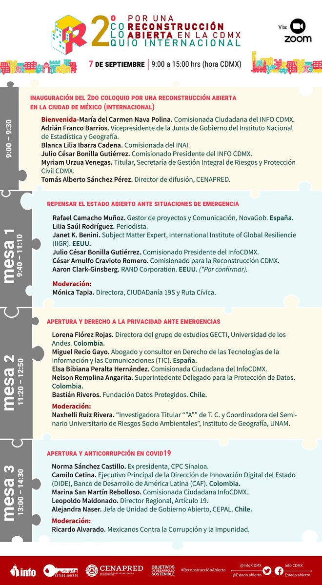 datosprotegidos's tweet photo. Nos vemos a las 13:20 en el 2° coloquio internacional  "Por una reconstrucción abierta en la CDMX" organizado por @InfoCdMex . Desde @datosprotegidos participa @BastianRiveros8 en la mesa sobre "Apertura y Derecho a la Privacidad ante emergencias" 🚨 📲https://t.co/PBQji6QjtS https://t.co/KpKeQekjaZ
