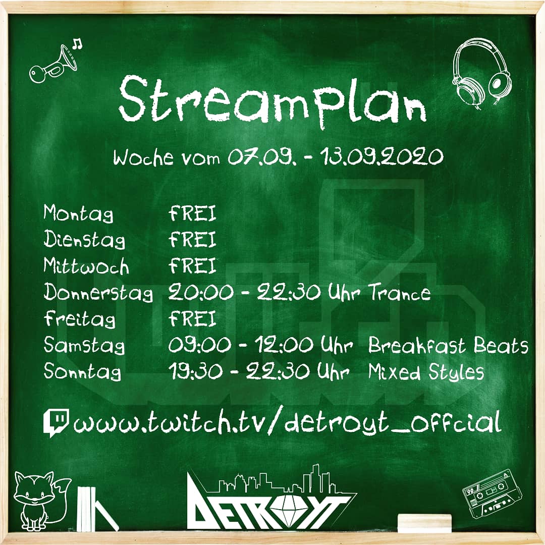 DetroytOfficial's tweet photo. So ihr Lieben, der Plan für die aktuelle Woche ist online. 😁

Diese Woche mal kein Bergfest aus Gründen 🤪
Ersatz ist am Donnerstag 💚

#DieTröte #Detroyt #Techno #Live #Livestream #pioneerdj #PiratenSender #twitch #twitchdj #community #TrötenCrew https://t.co/zhV9NS0gmb